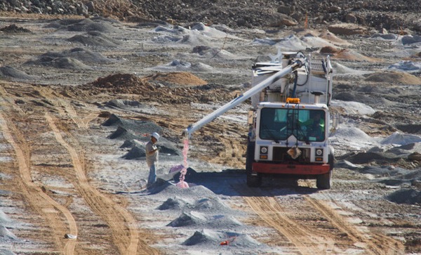 Drilling and blasting at the mine
